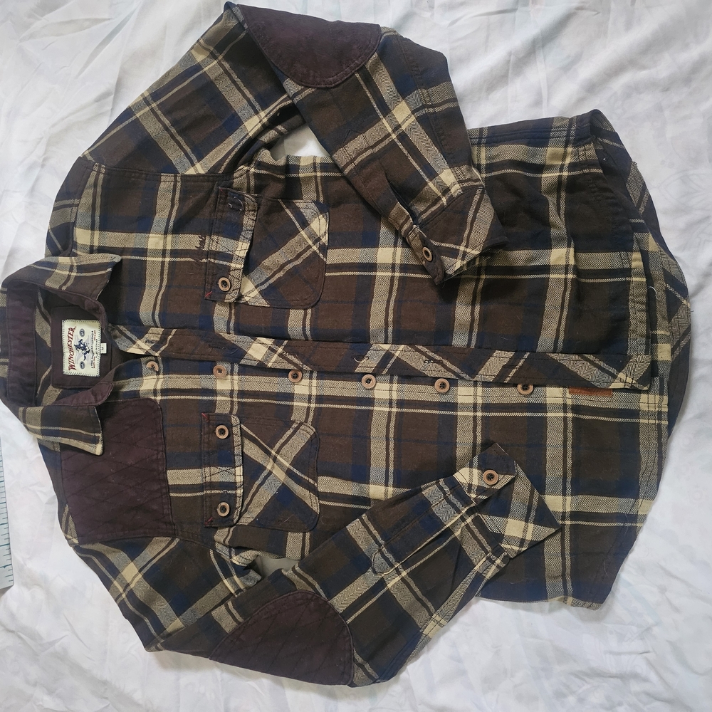 Brown and Blue Casual Button Down Shirt